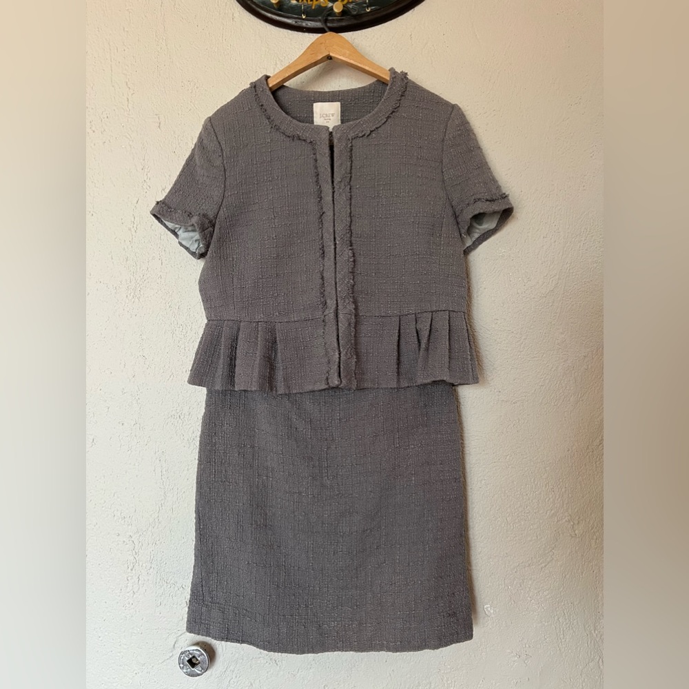 J.Crew Two Piece Suiting Cotton Boucle Tweed jacket and Pencil Skirt Suit